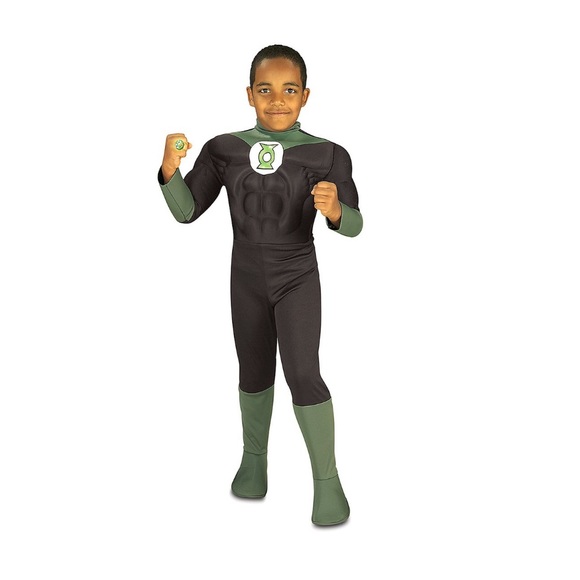 Rubie’s Green Lantern Black Muscle Chest Dress Up Set Costume Size Toddler 2T - Picture 2 of 5